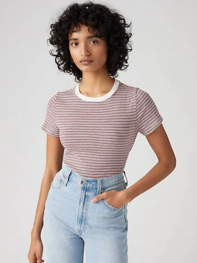Levi's Essential Short Sleeve T-shirt In Monte Rio Stripe Zinfandel
