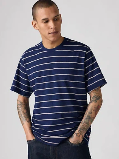 Levi's Essential T-shirt In Taper Stripe True Indigo