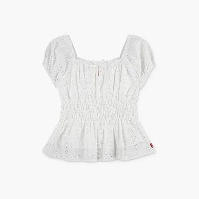 Levi's Eyelet Puff Sleeve Top Big Girls S-xl M