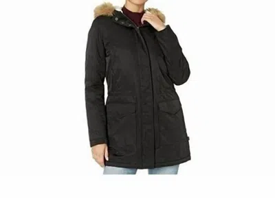 Levi's Faux Fur Trimmed Hooded Sherpa Parka Jacket In Black