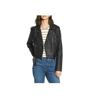 Levi's Faux Leather Belted Asymmetrical Motorcycle Jacket In Black