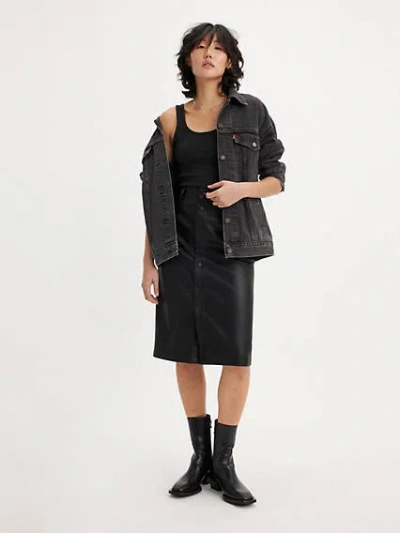 Levi's Faux Leather Icon Pencil Skirt In Leather Night