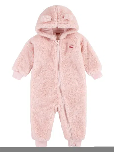Levi's Babies' Faux-shearling Romper In Pink