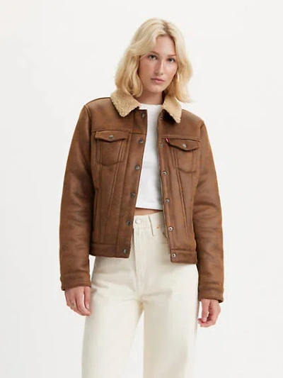 Levi's Faux Shearling Trucker Jacket In Brown