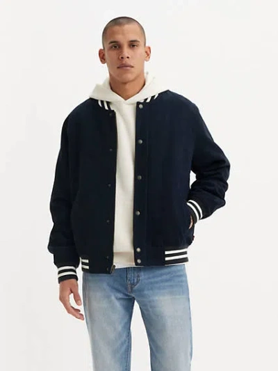 Levi's Faux Suede Varsity Jacket In Navy