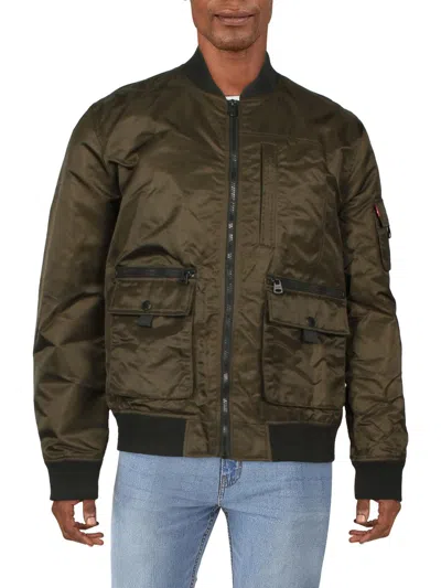 Levi's Flight Satin Mens Lightweight Cold Weather Bomber Jacket In Green
