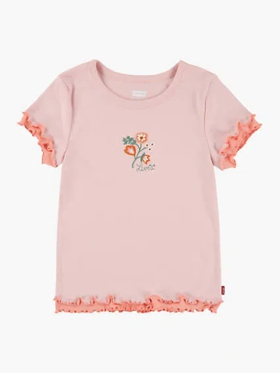 Levi's Floral Embroidery Knit Top Big Girls S-xl Xl In English Rose