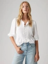 Levi's Gina Linen Blend Blouse In Bright White
