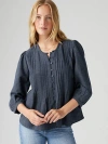 Levi's Gina Linen Blend Blouse In Dusty Blue