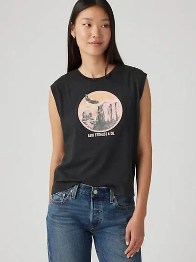 Levi's Graphic Boxy Tank Top In Anthracite