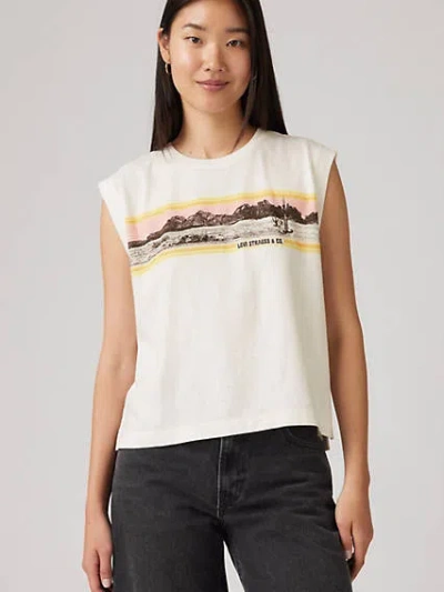Levi's Graphic Boxy Tank Top In Egret