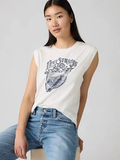 Levi's Graphic Boxy Tank Top In Sugar Swizzle