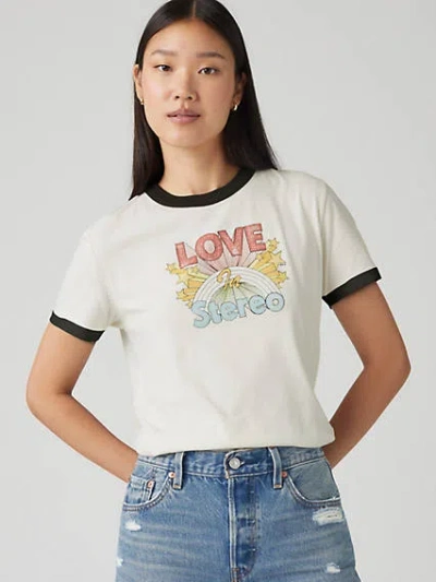 Levi's Graphic Iconic Ringer T-shirt In Love In Stereo Egret