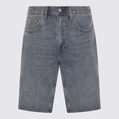 Levi's Grey Blue Cotton Denim Shorts In Gray