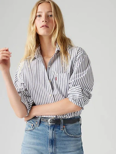 Levi's Harlie Boyfriend Shirt In Marinas Stripe Navy Blazer
