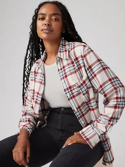 Levi's Harriet Flannel Shirt In Shania Plaid Egret