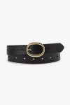 Levi's High-low Leather Belt With Gold Buckle In Black