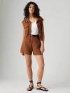 Levi's High Rise Baggy Cotton Linen Shorts In Sorrel Horse