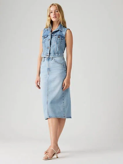 Levi's High Rise Slit Skirt In Riveting Clean Hem