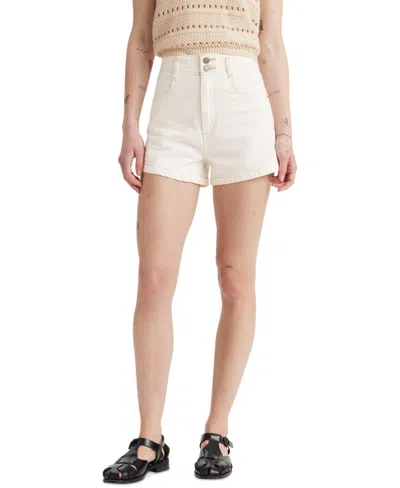 Levi's High-waisted Distressed Cotton Mom Shorts In Ecru Ethos