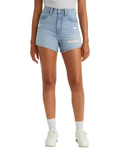 Levi's High-waisted Distressed Cotton Mom Shorts In Light Touch Short