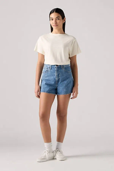 Levi's High Waisted Mom Shorts In Blue