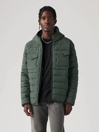 Levi's Hooded 2 Chest Pocket Puffer Jacket In Urban Chic