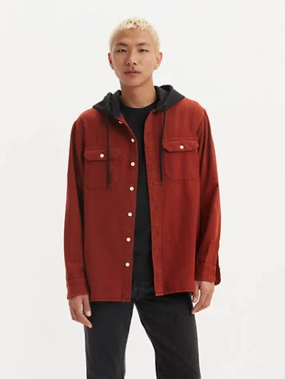 Levi's Hooded Classic Worker Shirt In Fired Brick
