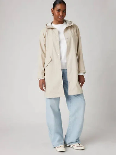 Levi's Hooded Rain Jacket In Tan