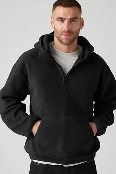 Levi's Hooded Sherpa Pullover In Black