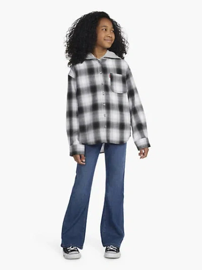 Levi's Hooded Woven Top Big Girls 7-16 Xl In Blackened Pearl