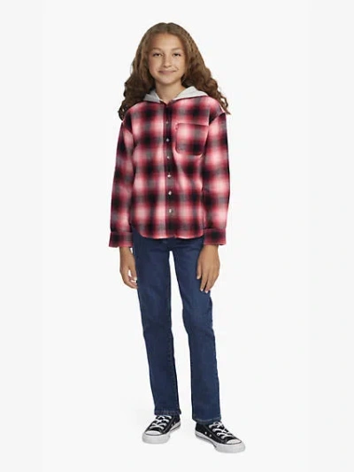 Levi's Hooded Woven Top Big Girls 7-16 Xl In Rhododendron