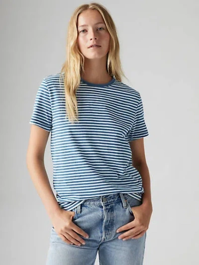 Levi's Iconic T-shirt In Marigold Stripe Indigo