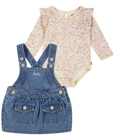 Levi's Babies' Infant Girls Bodysuit And Skirtall, 2-piece Set In Anise Flower