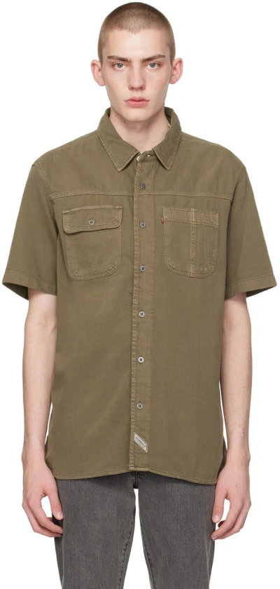 Levi's Khaki Auburn Worker Shirt In Natural Garment Dye