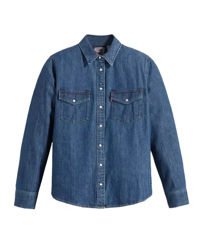 Levi's Iconic Western Denim Snap-up Shirt In Blue