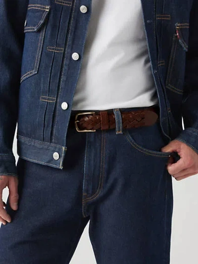Levi's Leather Braid Belt In Cognac