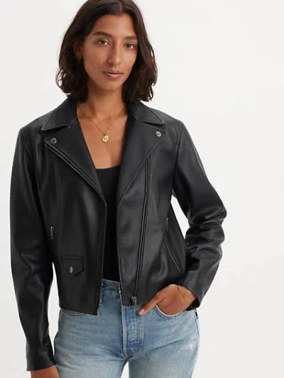 Levi's Lelou Shrunken Moto Jacket In Caviar