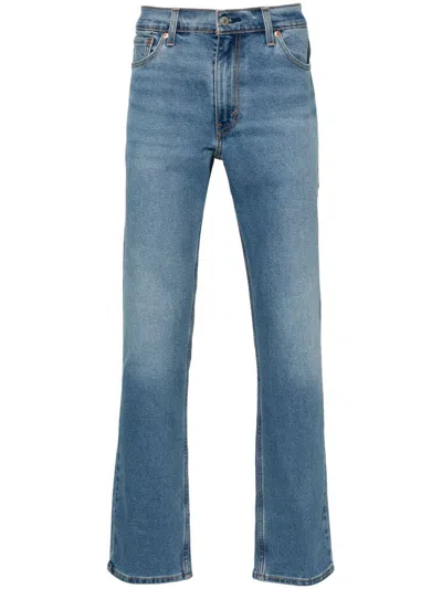 Levi's Straight-leg Stretch Cotton Jeans With A Mid-rise Waist In Blue