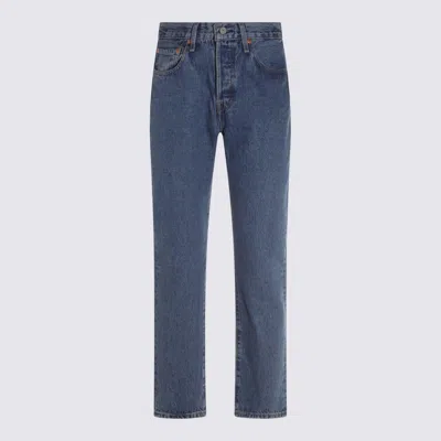 Levi's Blue Cotton 501 Cotton Denim Jeans In Multicolor
