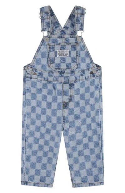 Levi's Babies'  Check Textured Denim Overalls In Checkerboard
