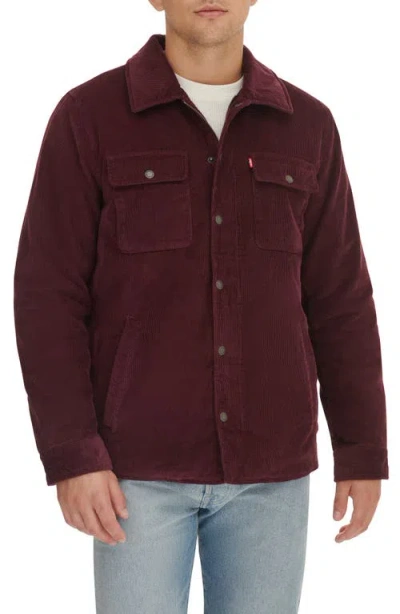 Levi's Corduroy Shacket In Burgundy