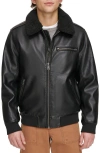 Levi's Men's Sherpa Collar Faux Leather Bomber Jacket In Black