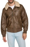 Levi's Faux Leather & Faux Shearling Bomber Jacket In Brown