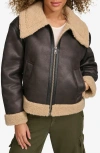 Levi's Women's Faux Shearling Aviator Jacket In Mole/ Sesame