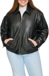 Levi's Plus Size Faux Leather Dad Bomber Jacket In Black
