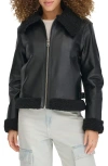 Levi's Women's Faux Leather Aviator Jacket In Black