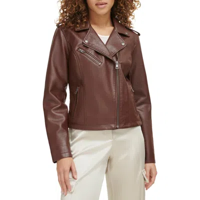 Levi's Women's Classic Faux Leather Asymmetrical Moto Jacket In Chocolate Brown