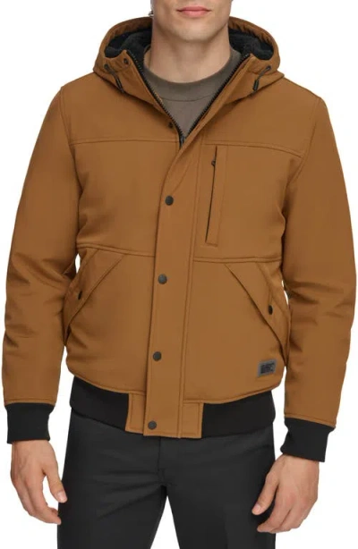 Levi's Faux Shearling Lined Soft Shell Bomber Jacket In Brown