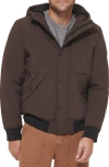 Levi's Faux Shearling Lined Soft Shell Bomber Jacket In Dark Brown